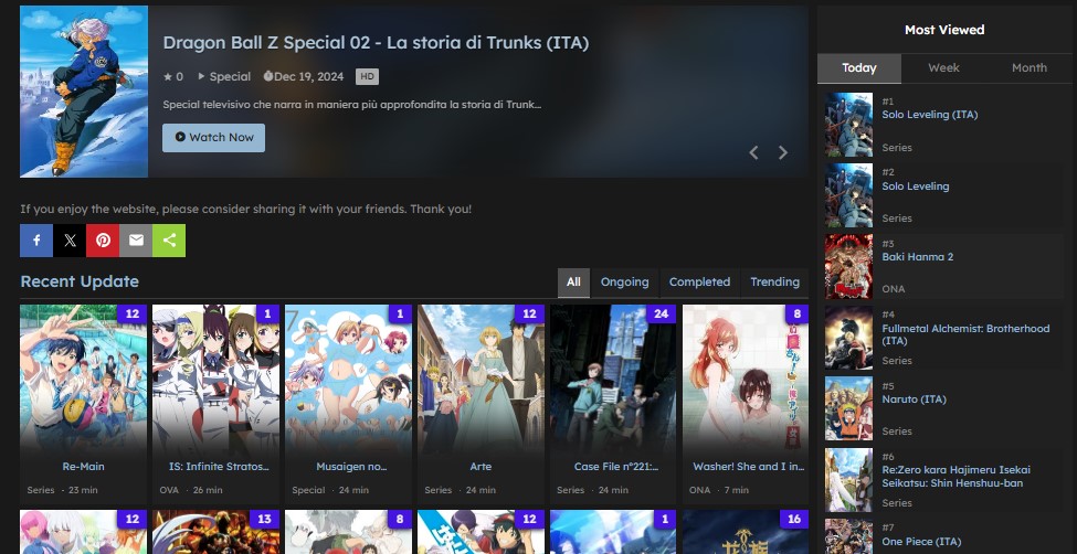 Streaming Anime su AnimeWorld